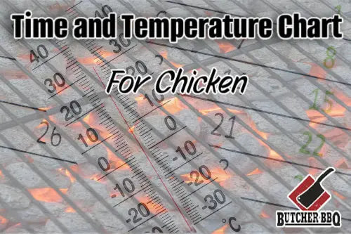 text says time and temperature cooking chart for chicken