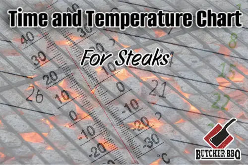 text saying time and temperature chart for steaks