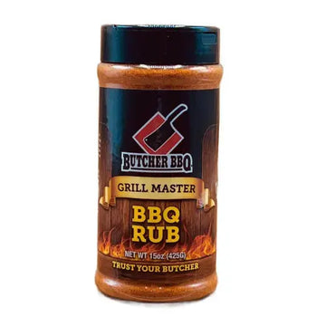 Butcher BBQ Grill Master BBQ Rub container on a white background