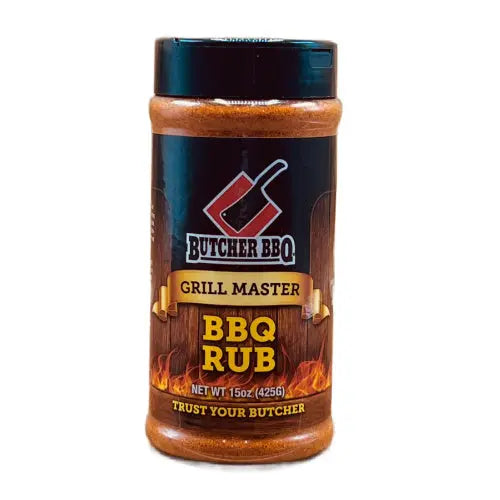 Butcher BBQ Grill Master BBQ Rub container on a white background