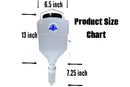 White plastic funnel with measurements labeled on a white background