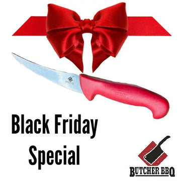 Red knife with a red bow and 'Black Friday Special' text on a white background