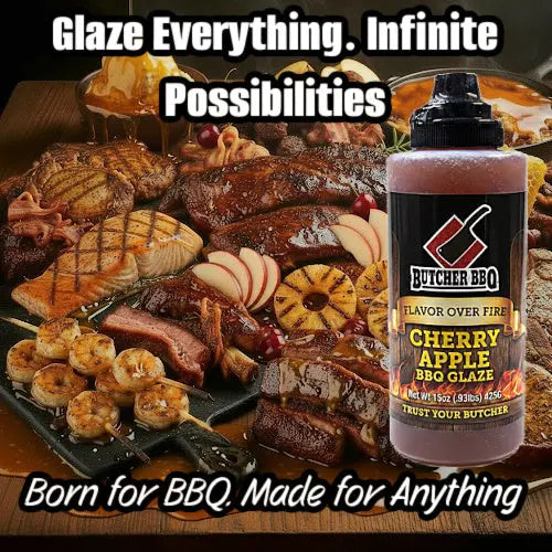 Cherry Apple BBQ Glaze “Flavor Over Fire” Butcher BBQ