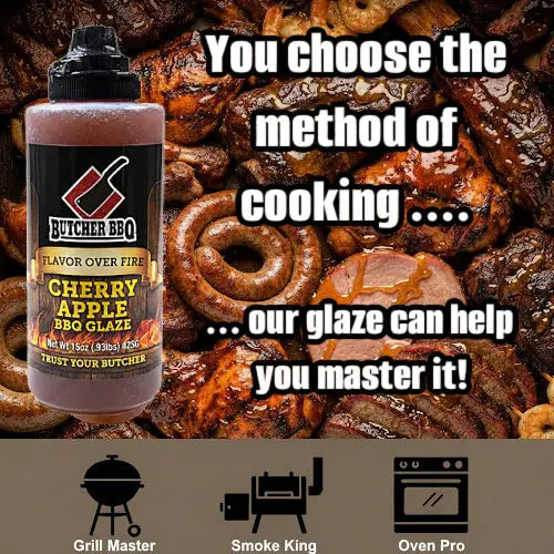 Cherry Apple BBQ Glaze “Flavor Over Fire” Butcher BBQ