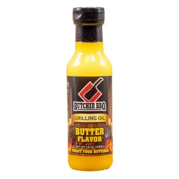 Butcher BBQ Grilling Oil Butter Flavor bottle on a white background