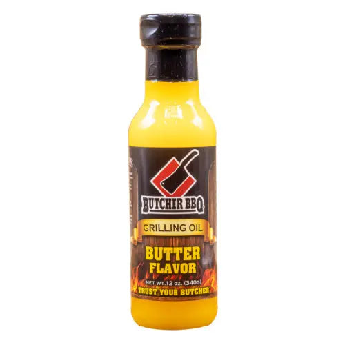 Butcher BBQ Grilling Oil Butter Flavor bottle on a white background