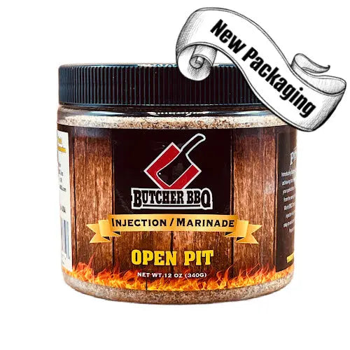 jar of open pit pork injection from Butcher BBQ