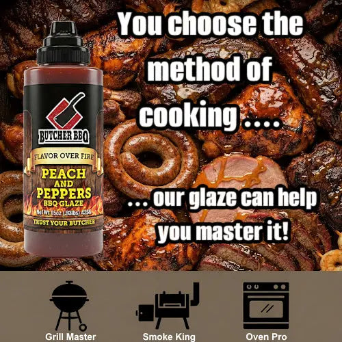 Peach and Pepper BBQ Glaze "Flavor over Fire" Butcher BBQ