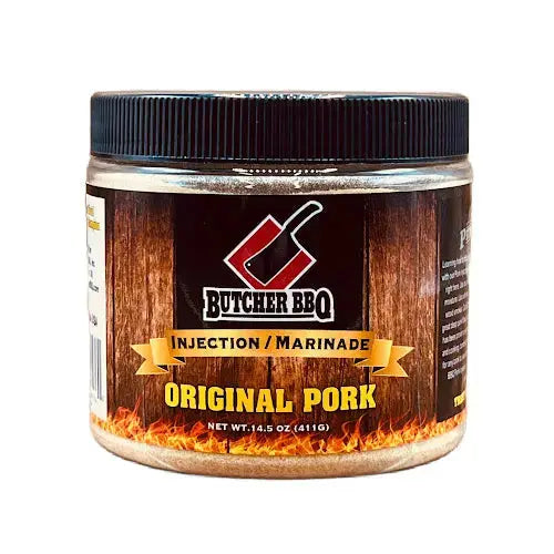 Butcher BBQ Original Pork injection marinade jar on a white background
