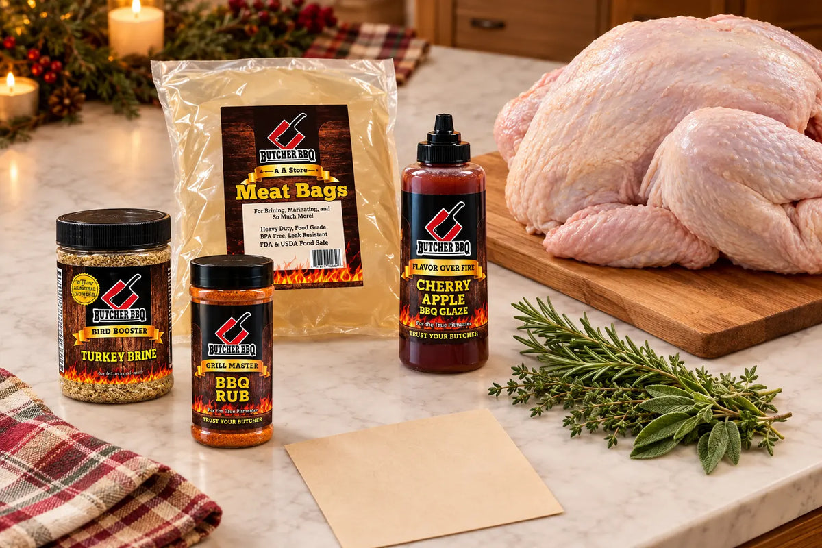 Smoked Turkey Kit: Ultimate Brine, Rub, Brine Bags, and Glaze Butcher BBQ