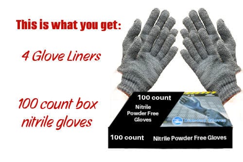 Butcher BBQ  glove 100 count Nitrile gloves with 2 pair Glove Liner